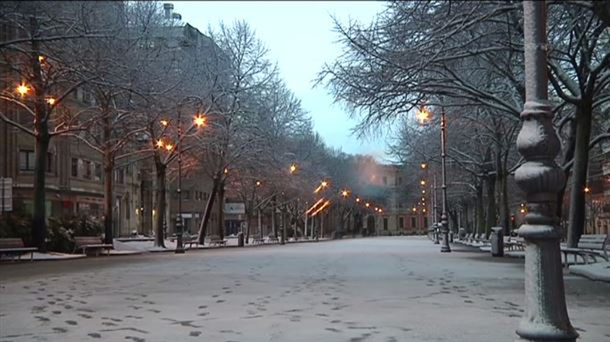 Nieve en las calles de Pamplona