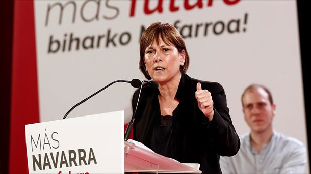 Uxue Barkos, en un acto de Geroa Bai en Pamplona.