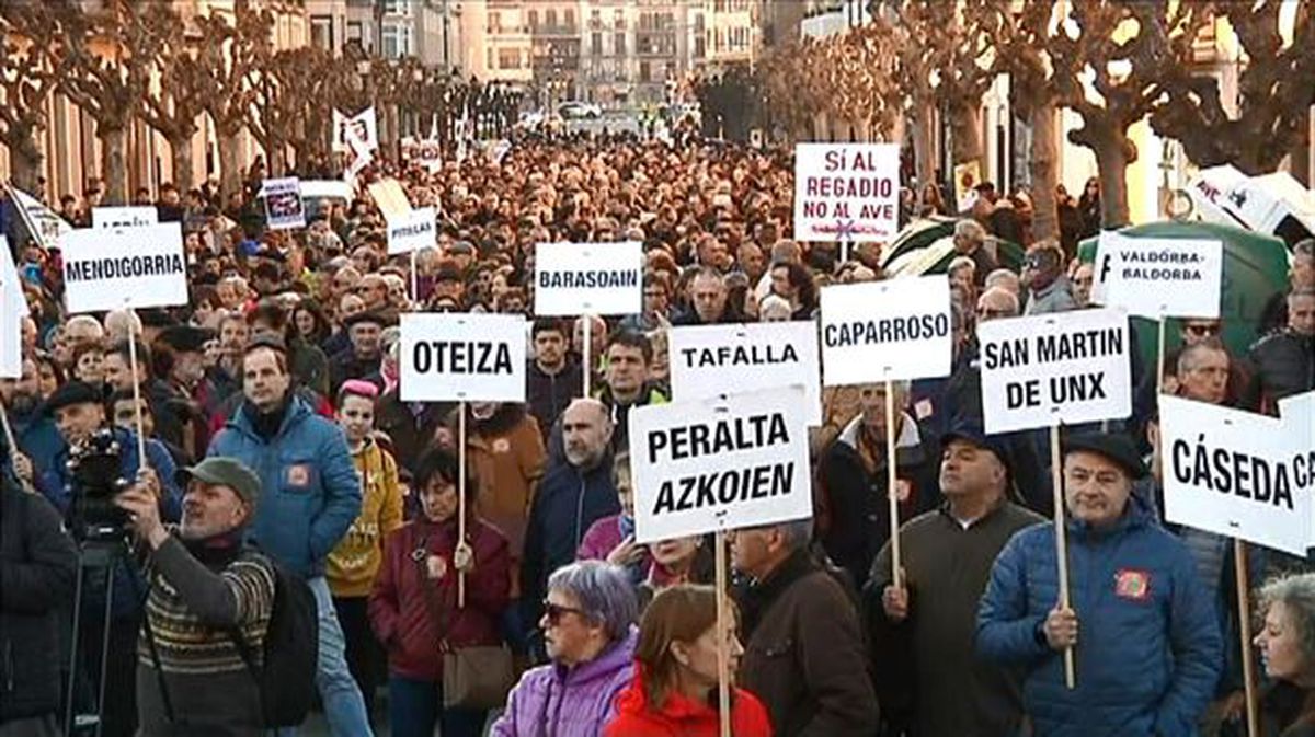 Protesta contra el TAV en Tafalla. Foto: EiTB