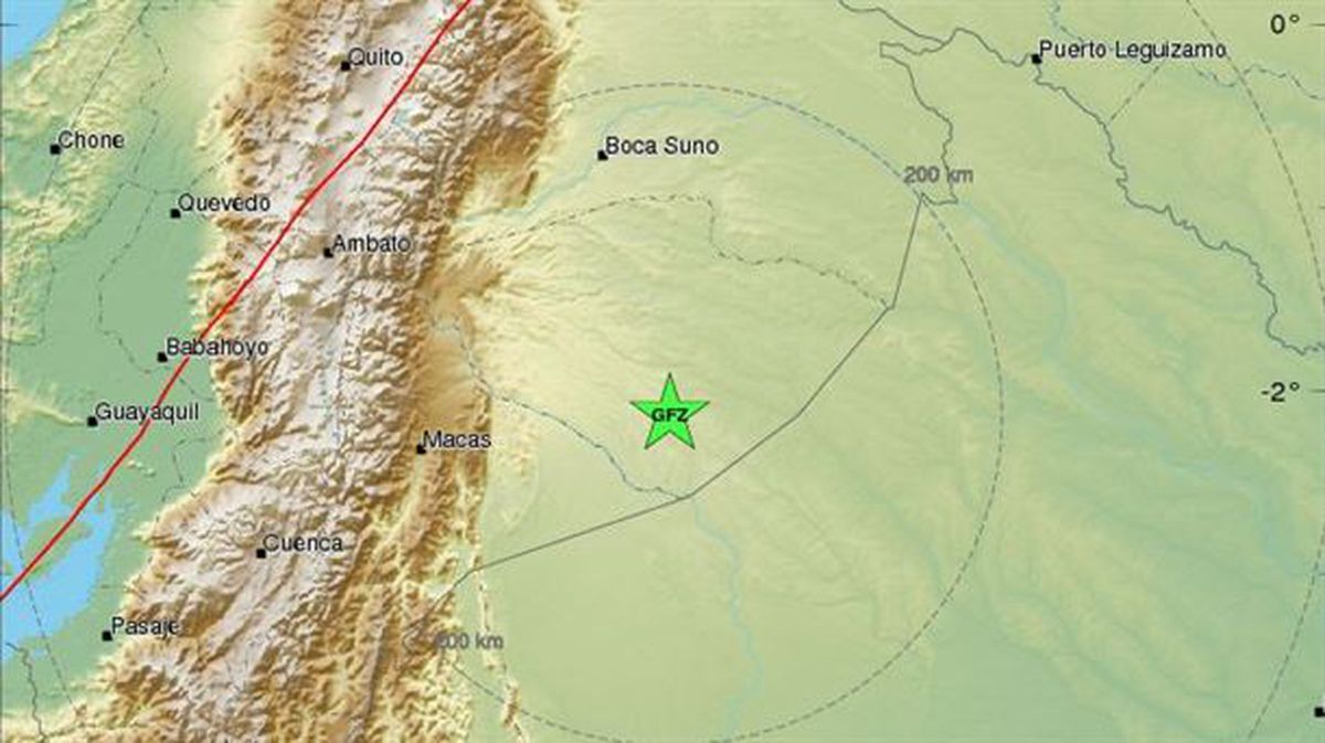 Localización del epicentro del temblor de Ecuador.