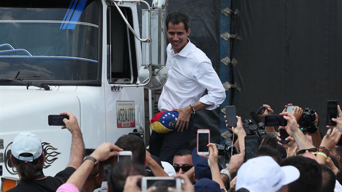 Juan Guaidó, en la frontera entre Venezuela y Colombia. 