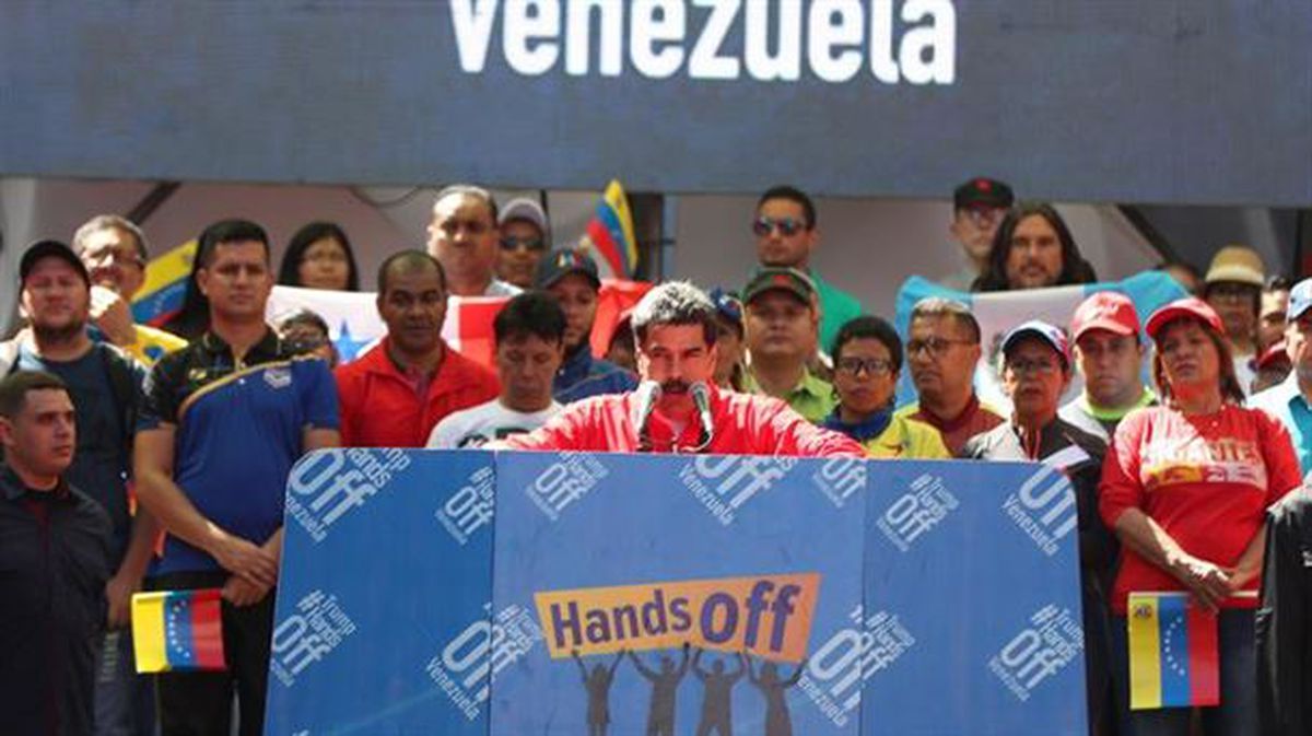 Imagen de Nicolás Maduro, frente a sus seguidores, en Caracas