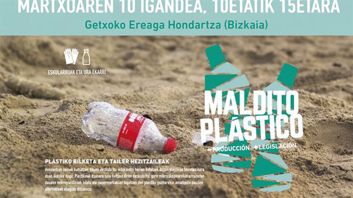 Cartel de la iniciativa para la recogida de plásticos en Ereaga (Getxo)