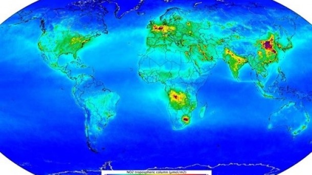 El mapa de la contaminación global por dióxido de nitrógeno