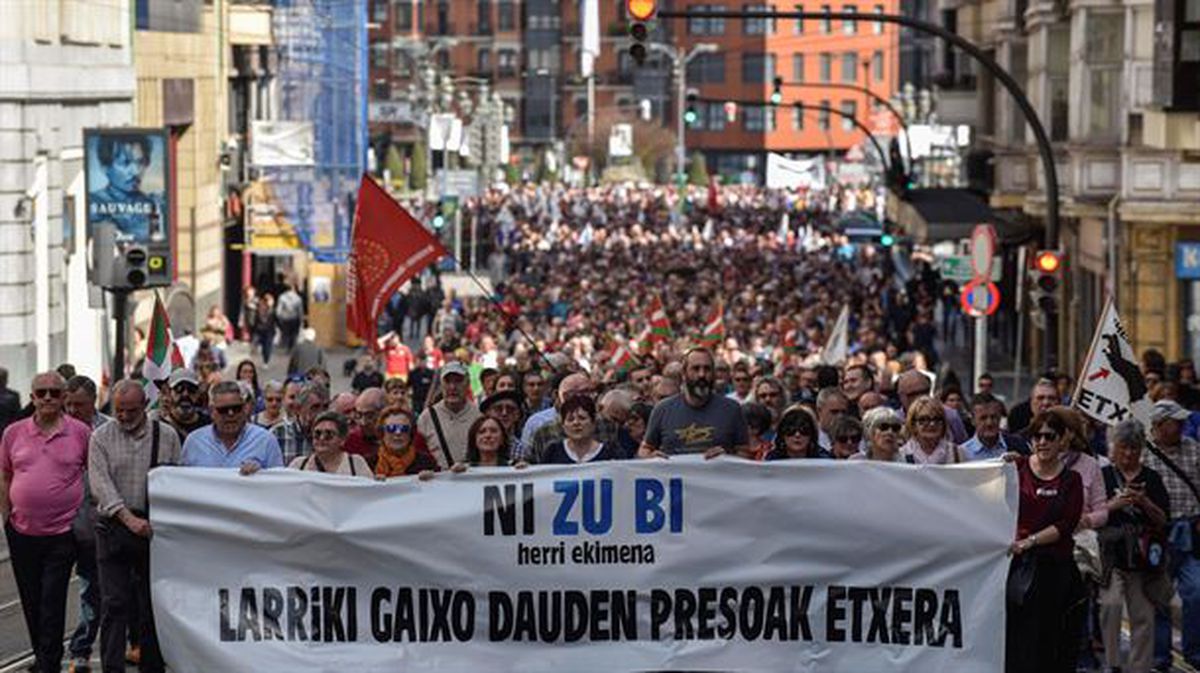 Pancarta de una de las marchas de hoy en Bilbao