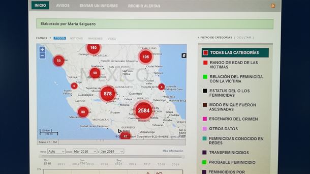 Mapa de los feminicidios en México