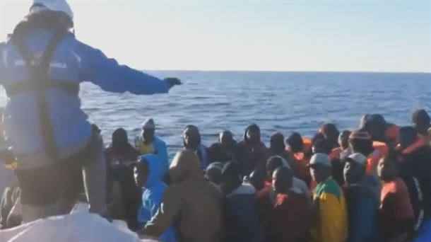 Migrantes en el Mediterráneo.