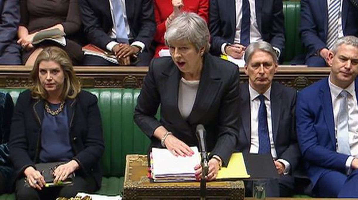 Theresa May en el Parlamento británico. 