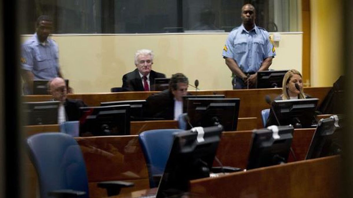 Karadzic comparece ante el Mecanismo para los Tribunales Penales Internacionales. EFE/ Peter Dejong