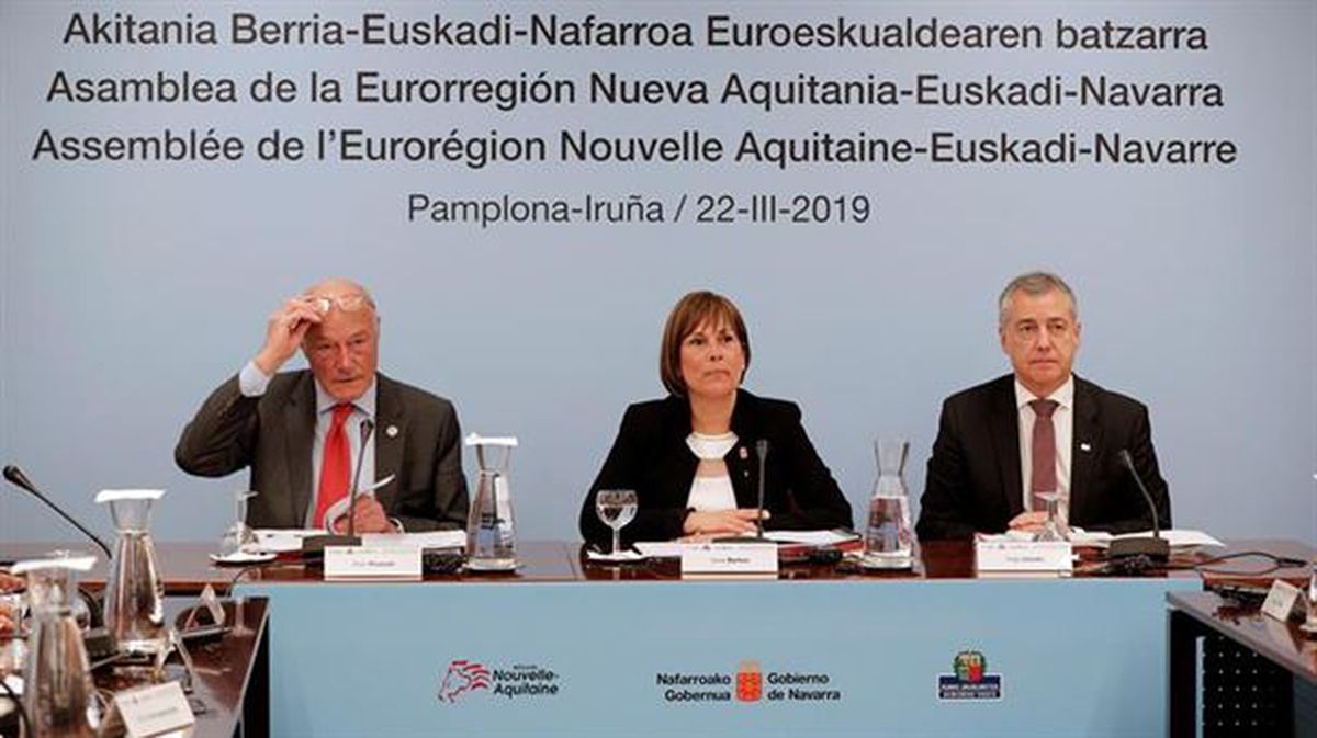 Rousset, Barkos y Urkullu, en la asamblea de la Eurorregión. Foto: Efe