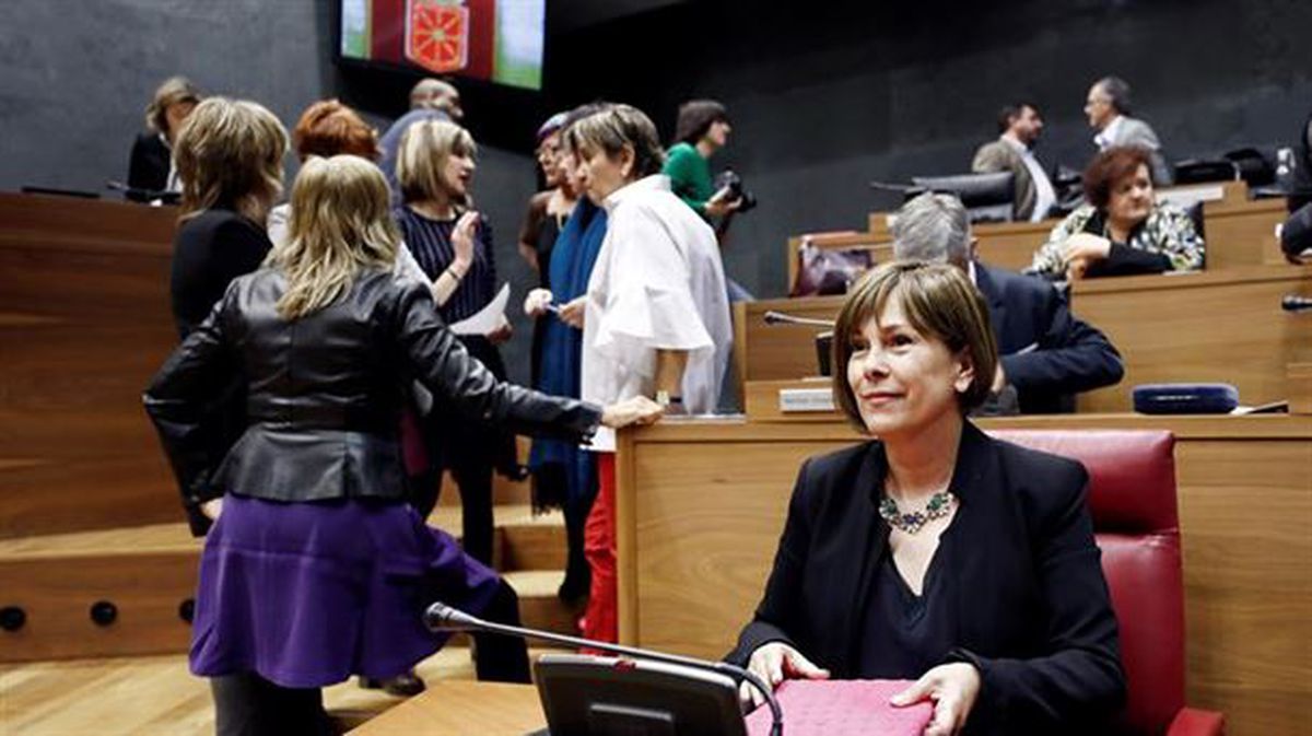 La presidenta Uxue Barkos, en el último pleno de la legislatura.