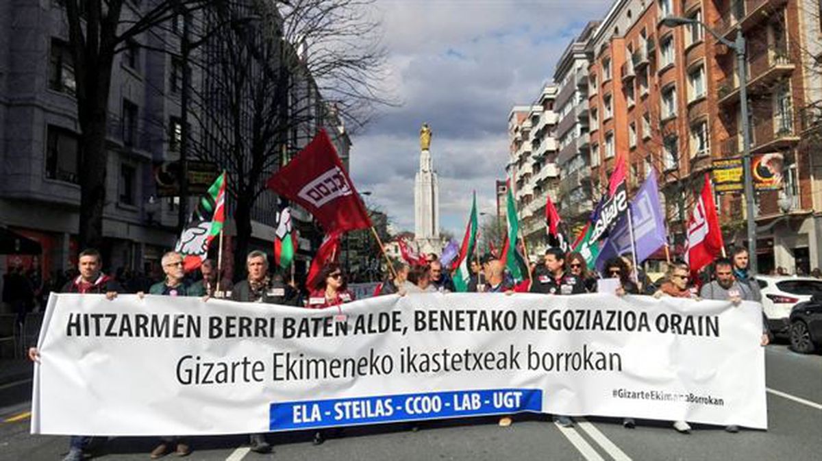 Imagen de la manifestación de hoy en Bilbao. 