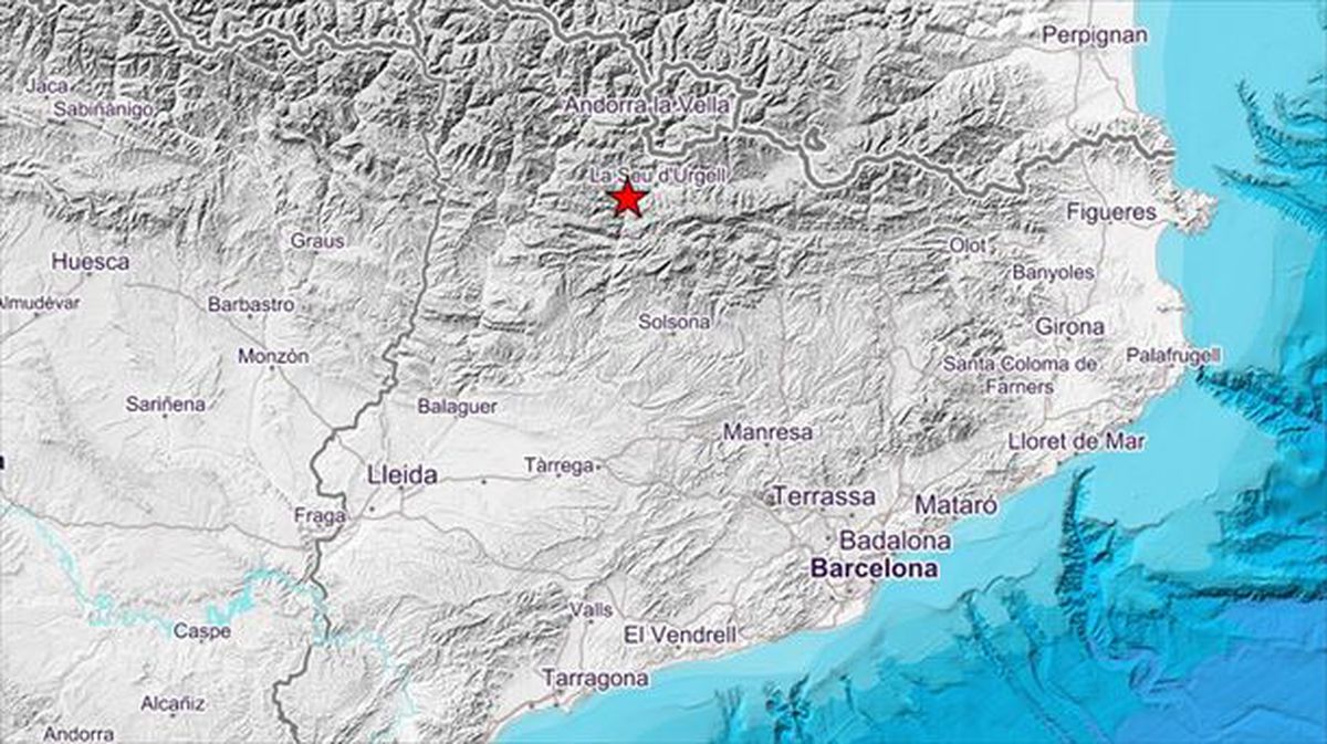 Lugar en el que se ha registrado el terremoto de Lleida. Gráfico: Instituto Geográfico Nacional