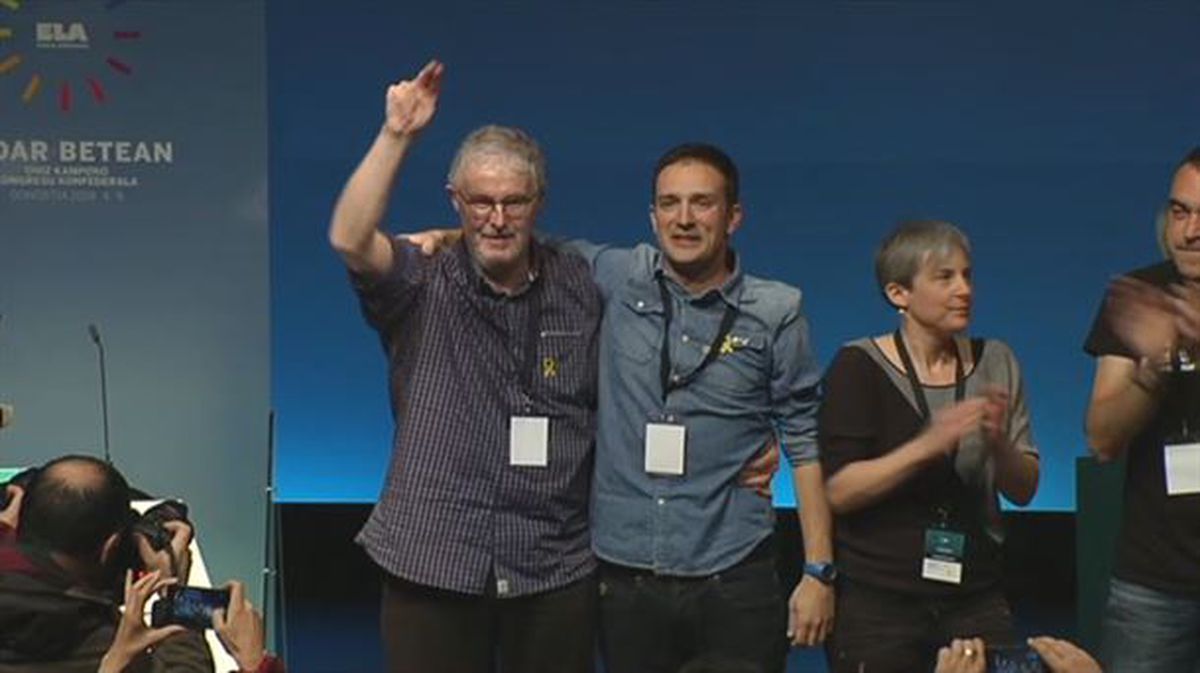 Txiki Muñoz, durante su discurso de despedida.