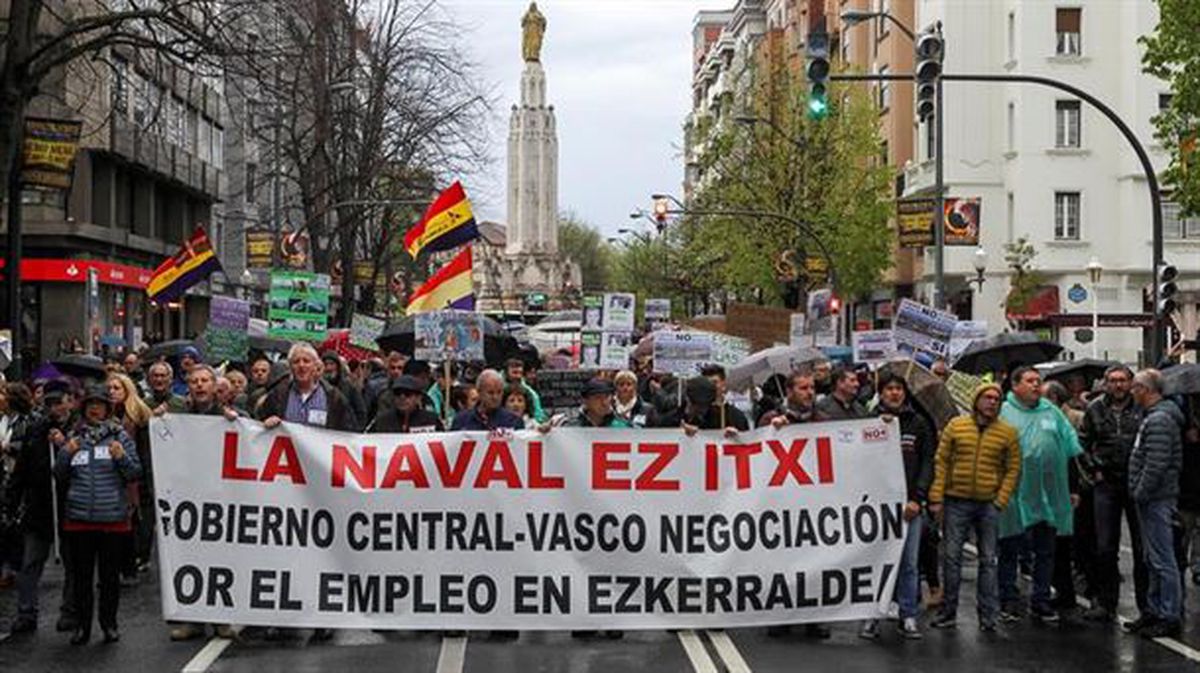 Una manifestación de los trabajadores de La Naval en Bilbao.