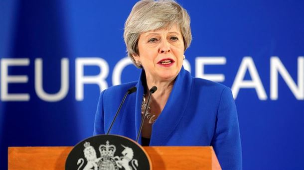 Theresa May durante una comparecencia en Bruselas.