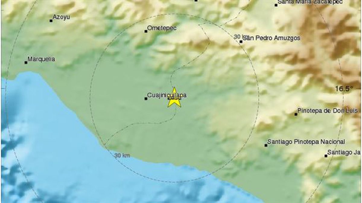 Localización aproximada del terremoto registrado en Guerrero, México