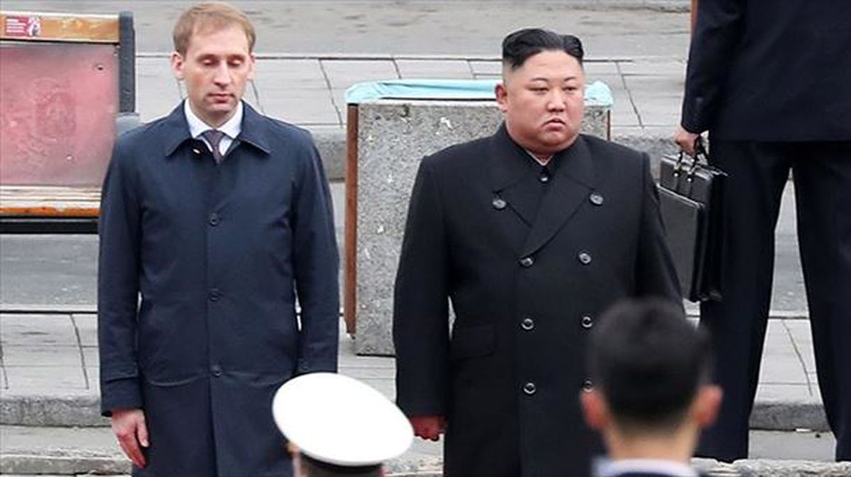 Kim Jong-un a su llegada a Rusia