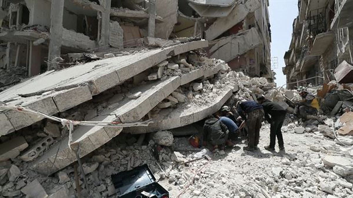 Edificio derruido en el ataque