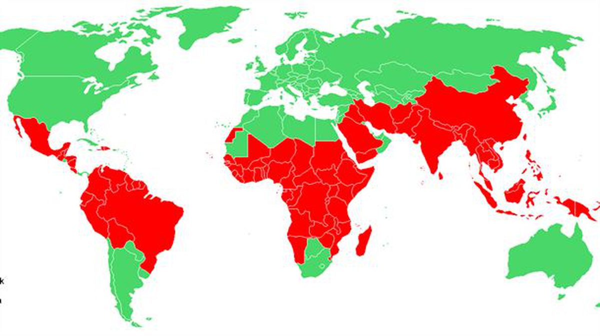 Distribución mundial de la malaria. Imagen: EiTB Media