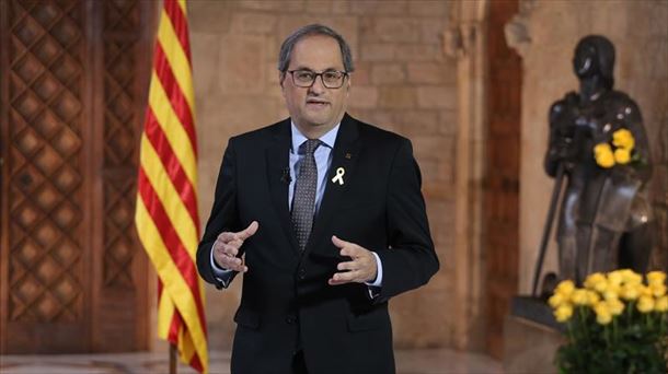 Quim Torra durante la declaración institucional con motivo de Sant Jordi