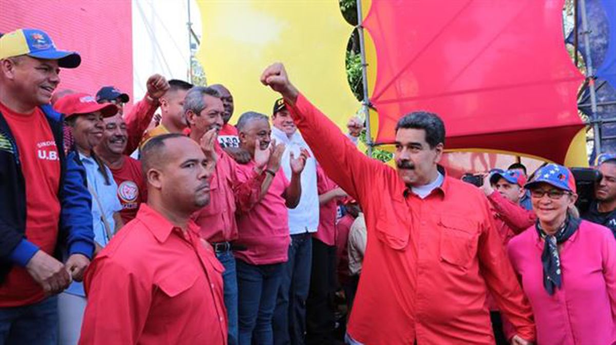 Nicolas Maduro Langileen Nazioarteko Eguneko ekitaldi batean, Caracasen