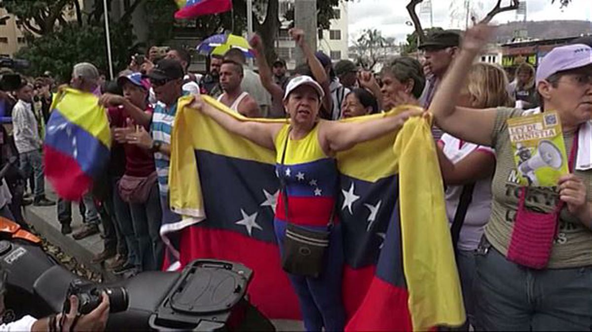 Imagen de manifestantes en Caracas, Venezuela