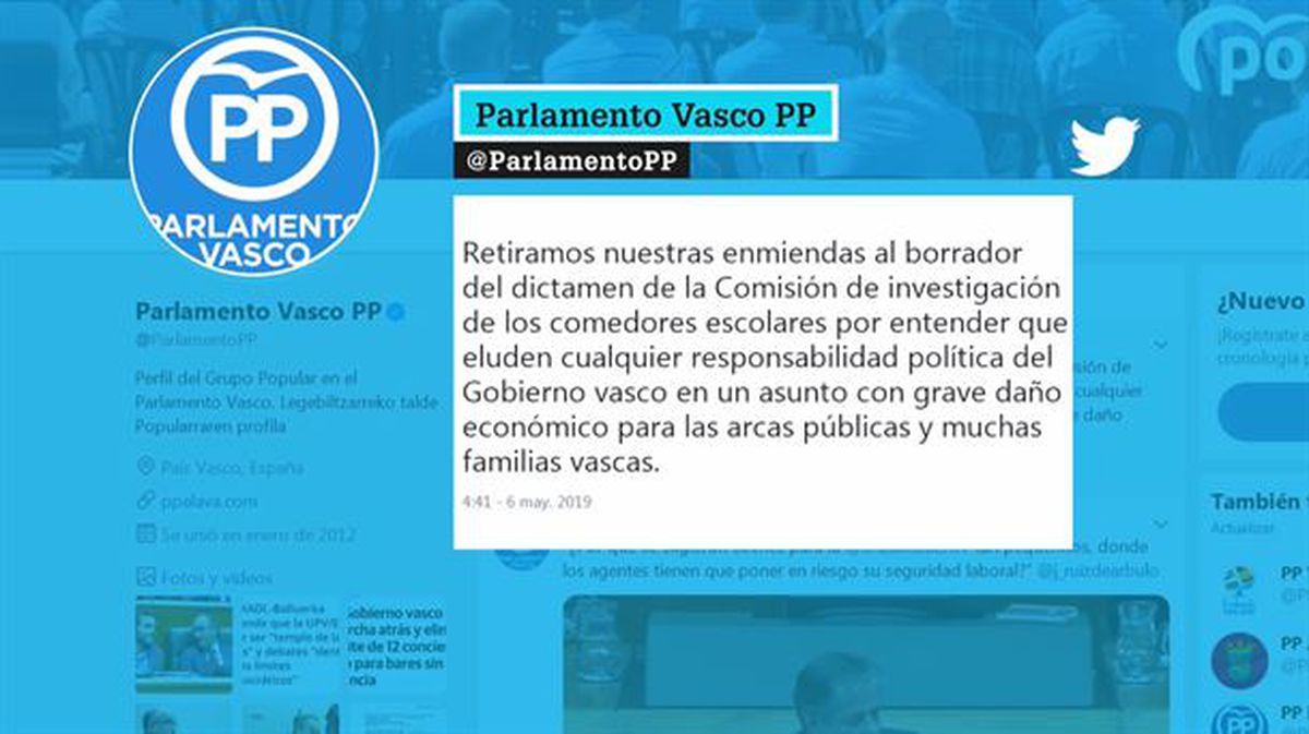 Comisión de investigación del Parlamento Vasco sobre el cártel en los comedores escolares públicos.