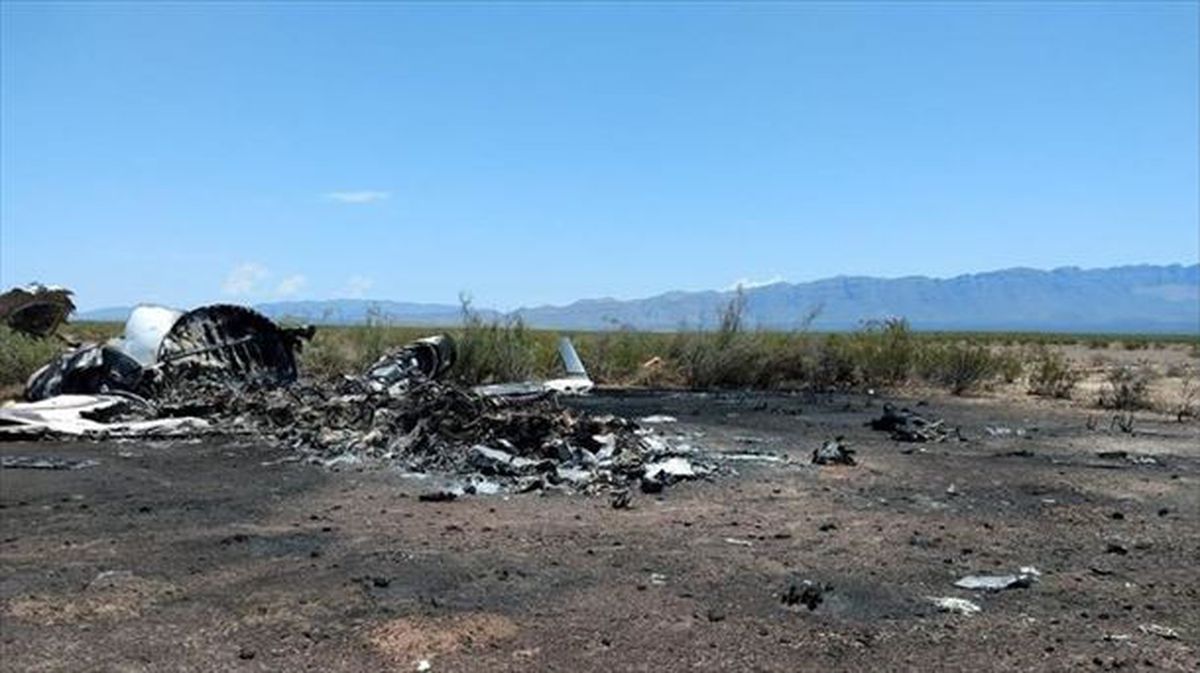 Restos del jet privado siniestrado en el norte de México