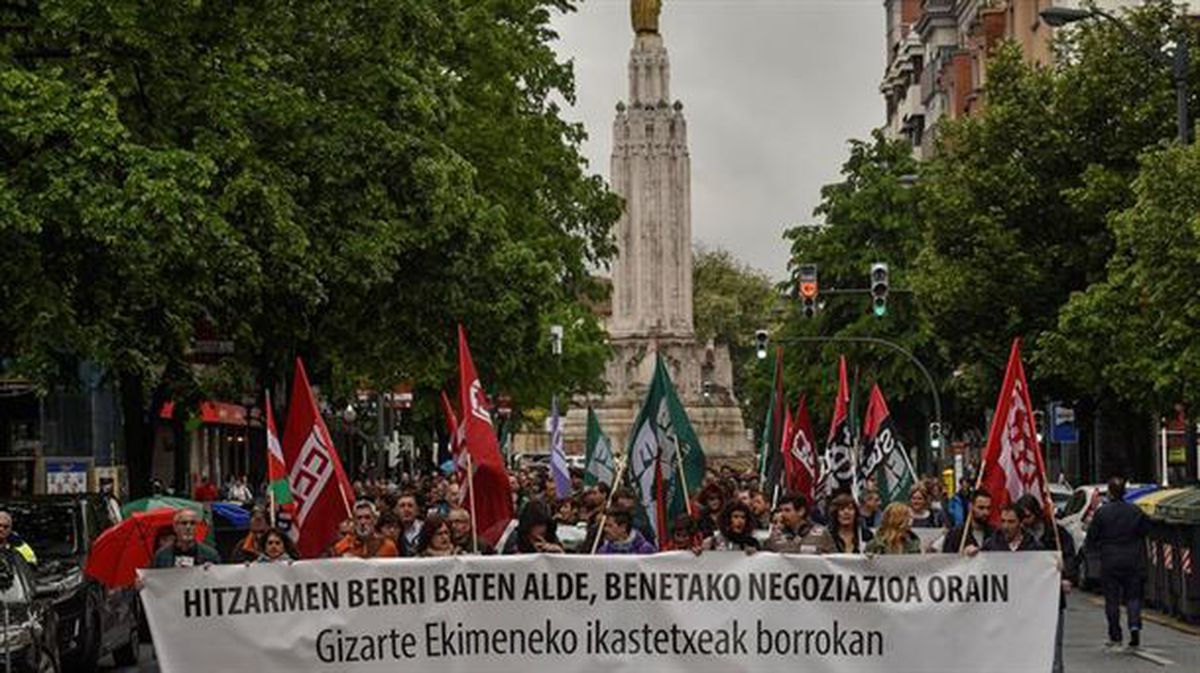 Huelga de los centros de iniciativa social de la concertada en Bilbao, en una imagen de archivo