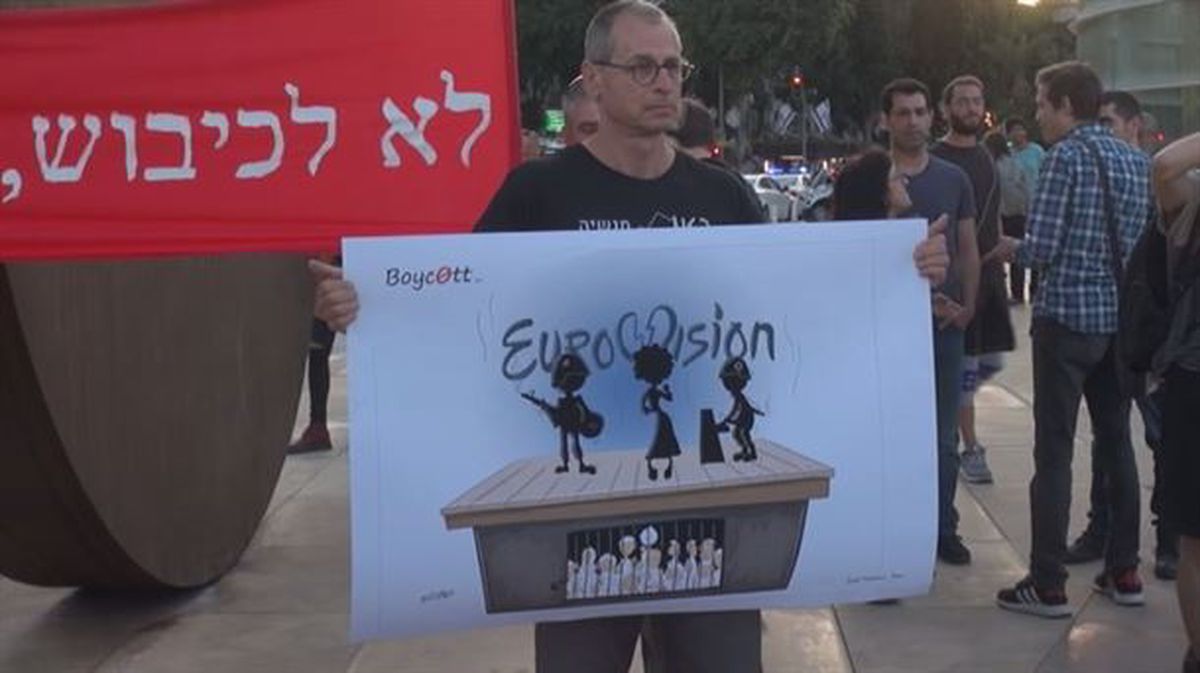 Manifestación contra Eurovisión en Tel Aviv