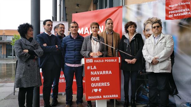 María Chivite en un acto electoral del PSN.