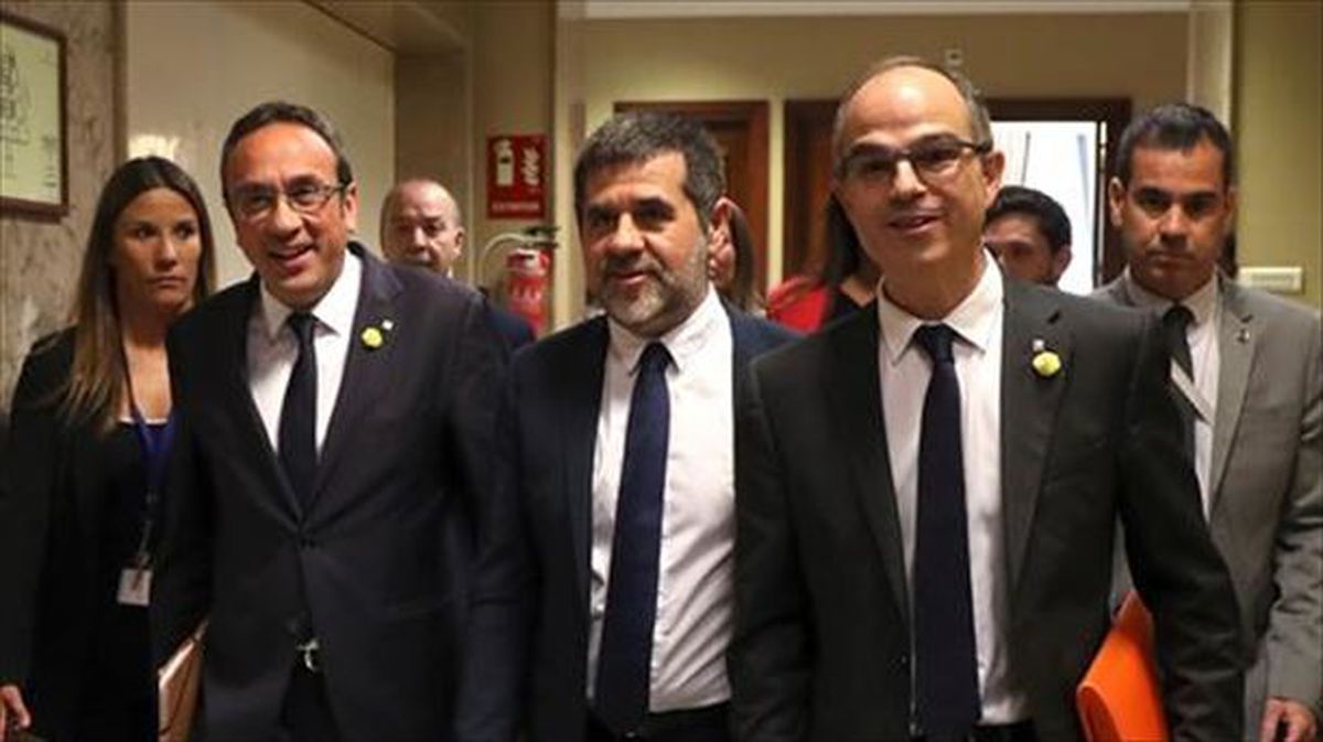  Jordi Turull, Josep Rull y Jordi Sànchez en el Congreso de los Diputados.