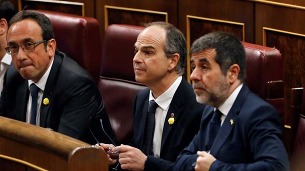 Rull, Turull y Sànchez, ayer, en el Congreso de los Diputados