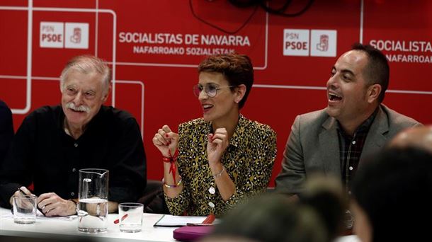 María Chivite antes de comenzar la reunión de la ejecutiva del PSN.