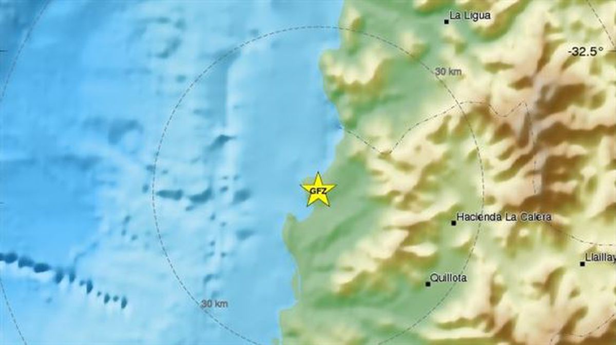 Localización aproximada del terremoto registrado en Chile