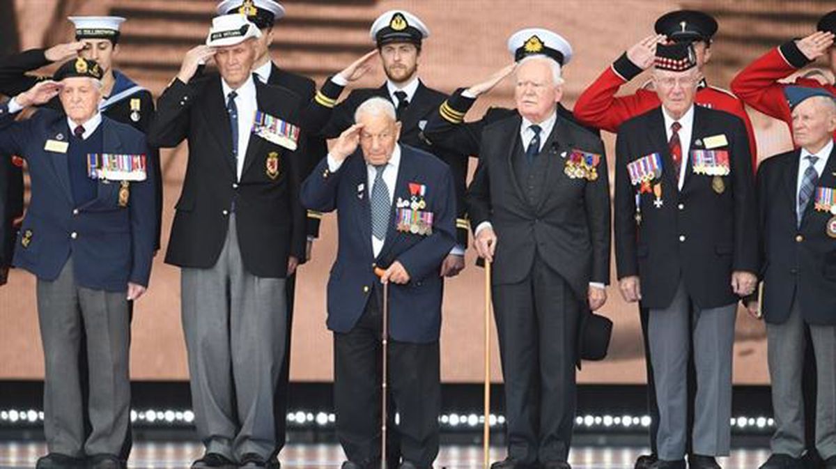 Veteranos de guerra que participaron en el Desembarco de Normandía.