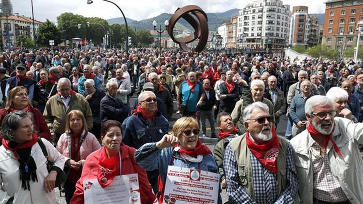 Protesta de pensionistas en Bilbao. 