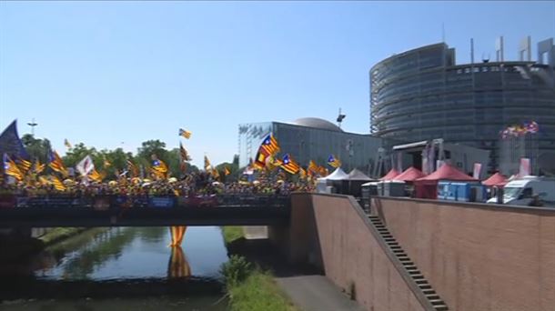 Protesta independentista en Estrasburgo. Foto: EiTB