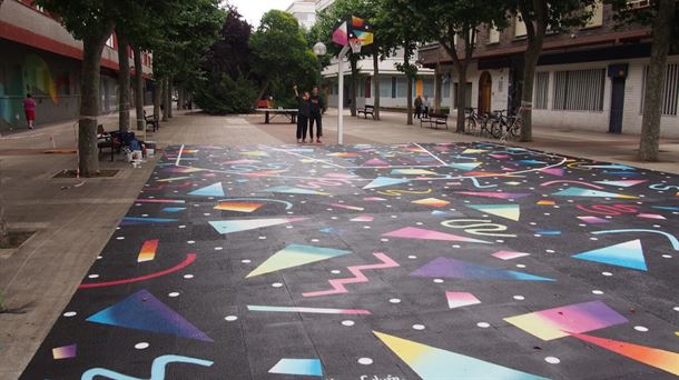 Resultado final de la restauración de la cancha de la calle Caracas de Gasteiz