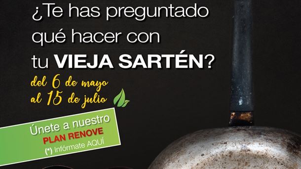 Cartel anunciador del plan de reciclaje de sartenes de Inoxibar