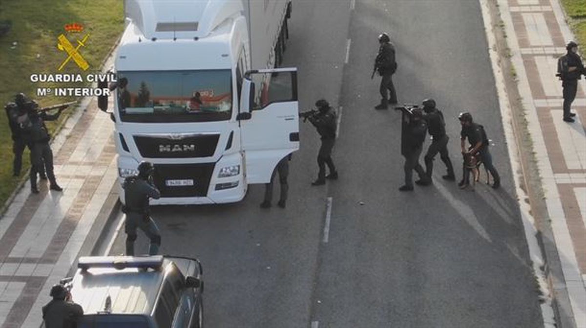 Momento de la detención del camionero en Pamplona