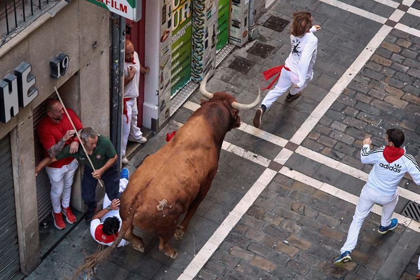 Octavo encierro de los sanfermines, el 14 de julio de 2019.