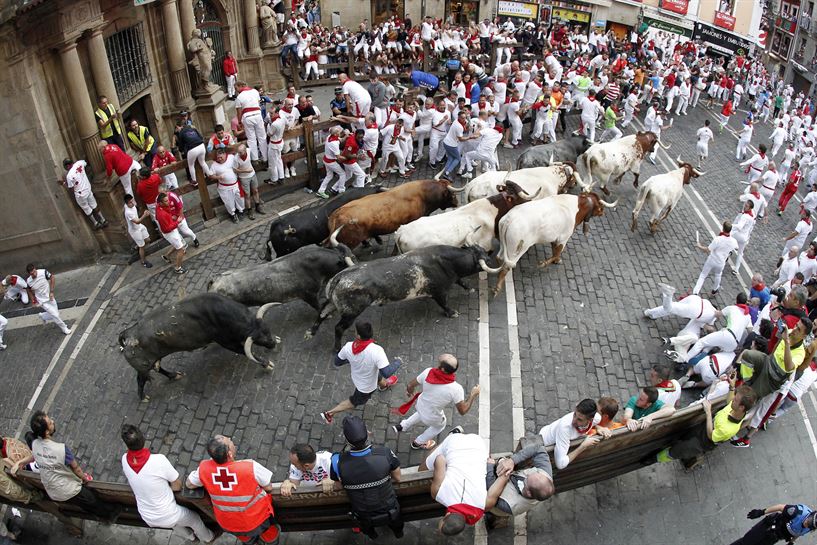 Octavo encierro de los sanfermines, el 14 de julio de 2019.