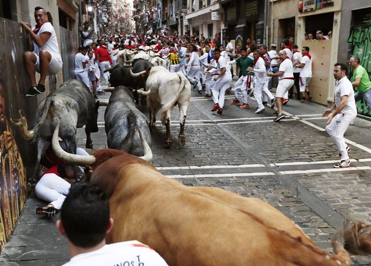 Octavo encierro de los sanfermines, el 14 de julio de 2019.