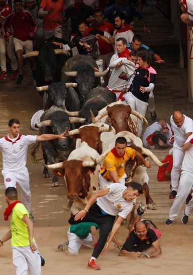 Octavo encierro de los sanfermines, el 14 de julio de 2019.