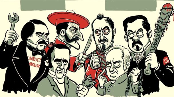 Página de "Historia disparatada de España", ilustración de Exprai. 