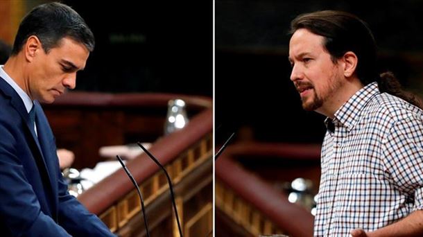 Pedro Sánchez y Pablo Iglesias en el Congreso.