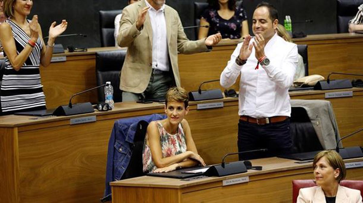 María Chivite tras ser investida presidenta en segunda votación.