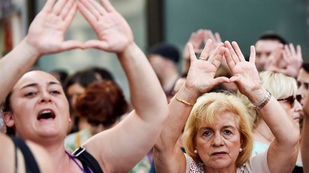 Protesta contra la violencia machista en Bilbao. Foto de archivo: EFE